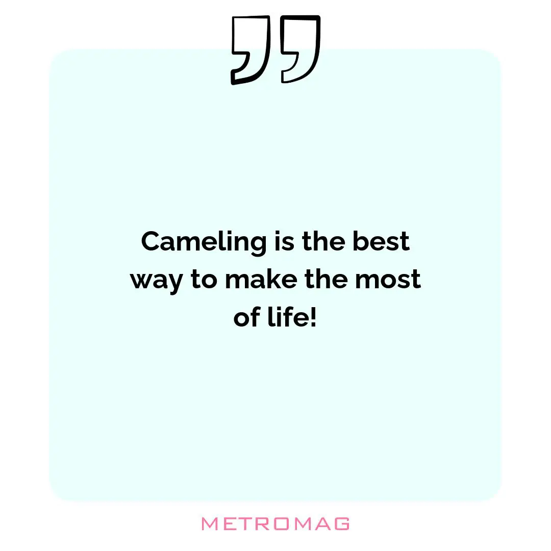 Cameling is the best way to make the most of life!