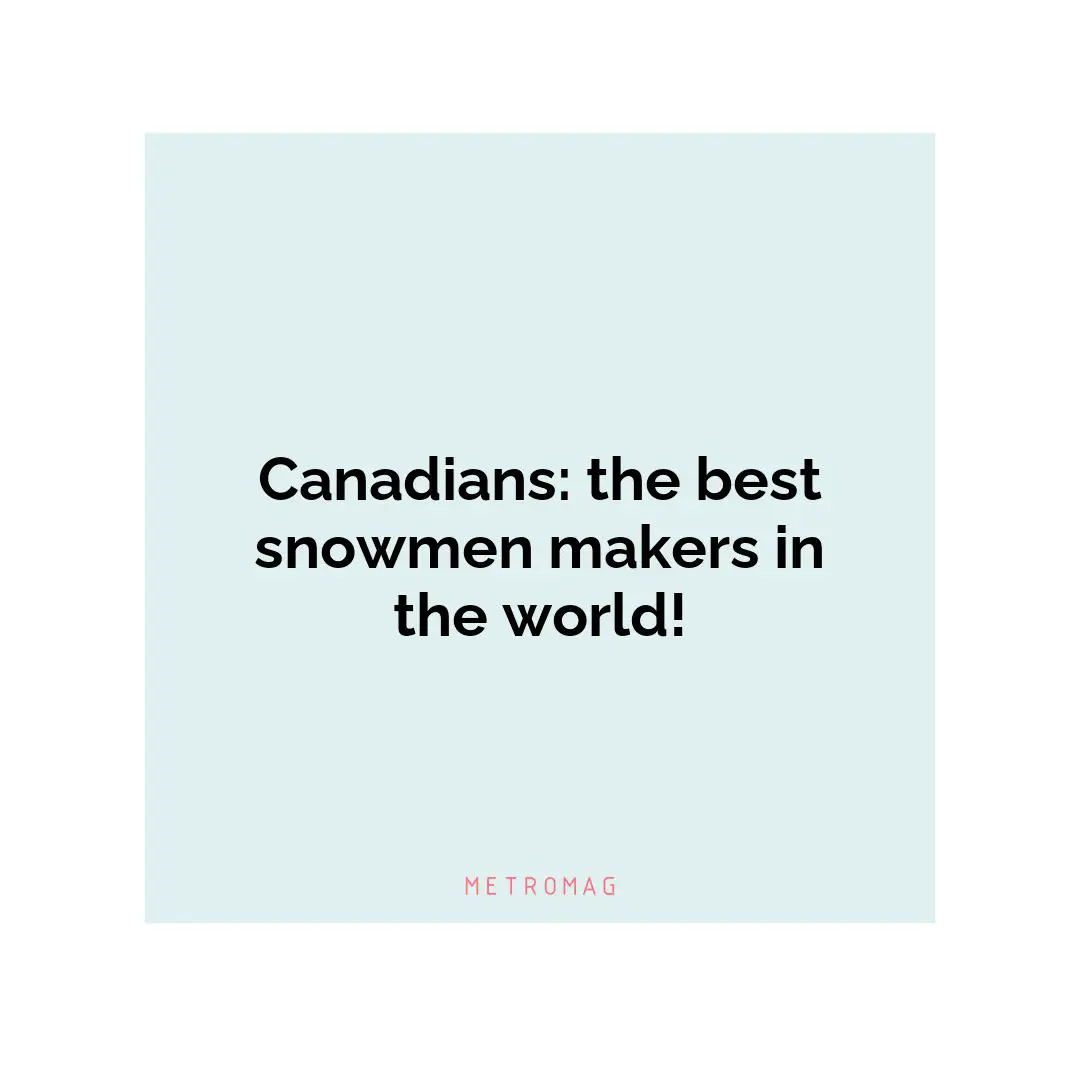Canadians: the best snowmen makers in the world!