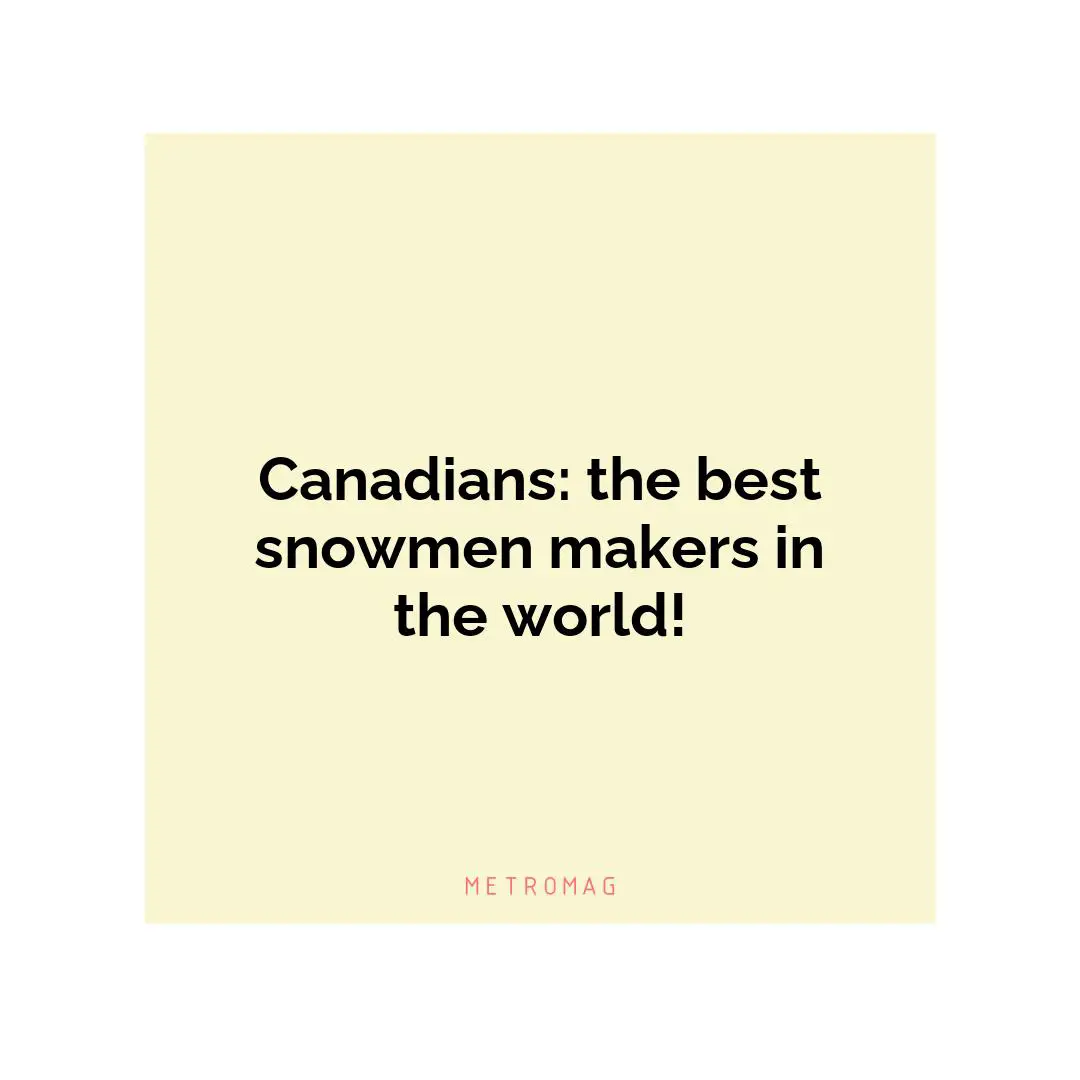 Canadians: the best snowmen makers in the world!