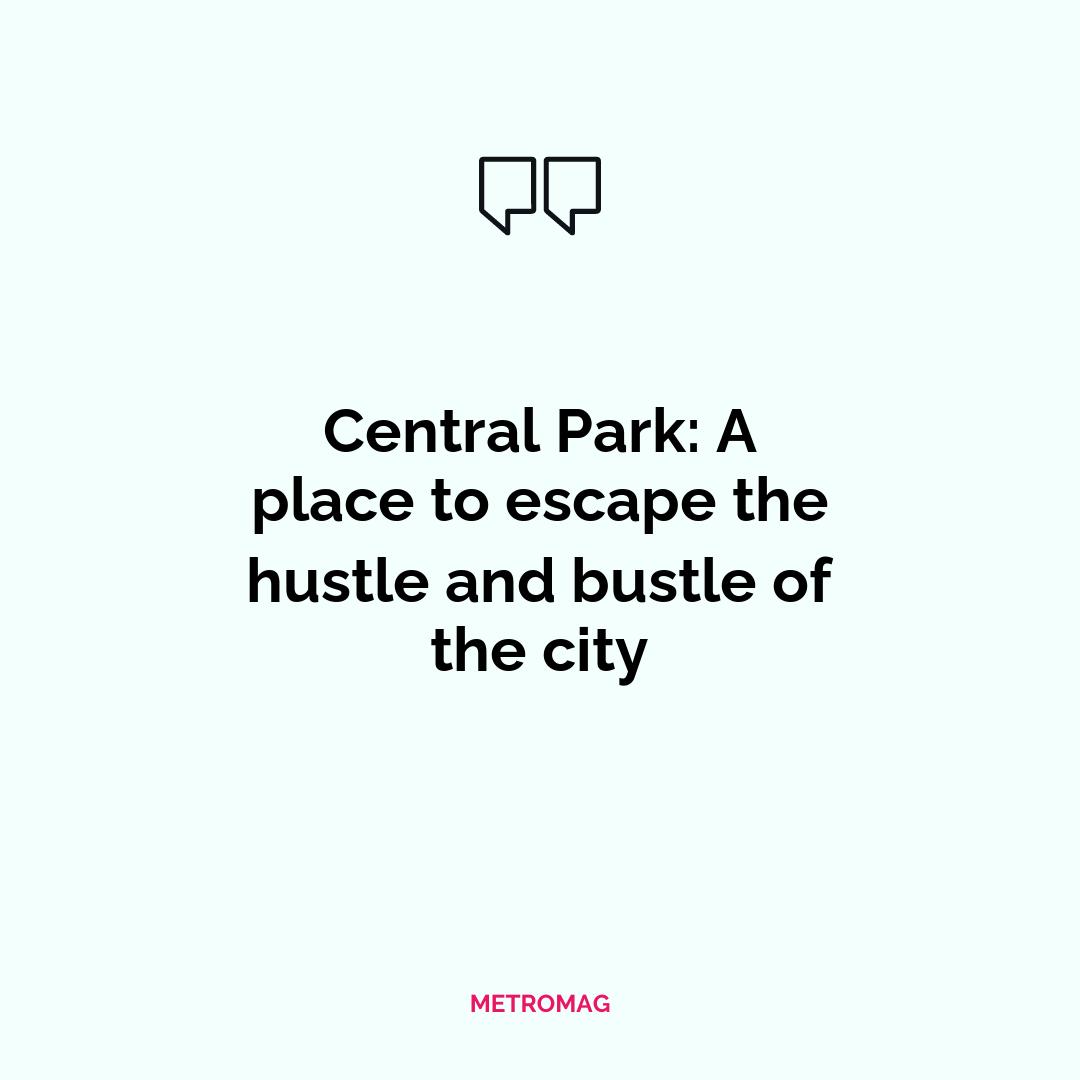 Central Park: A place to escape the hustle and bustle of the city