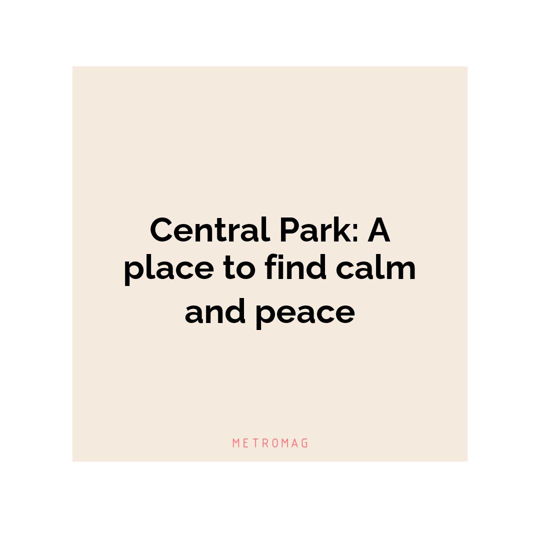 Central Park: A place to find calm and peace