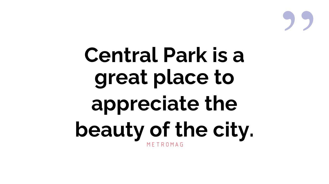 Central Park is a great place to appreciate the beauty of the city.