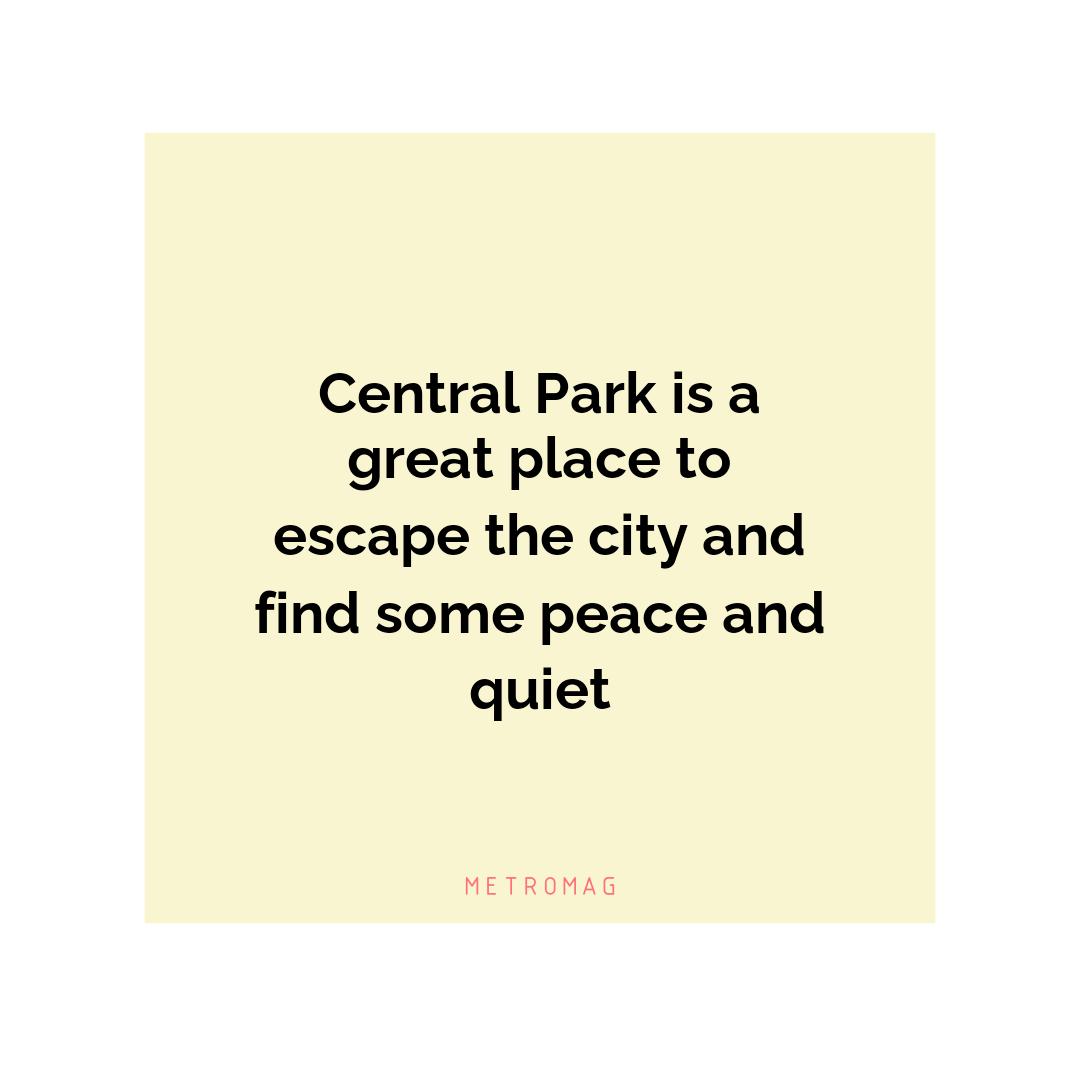Central Park is a great place to escape the city and find some peace and quiet