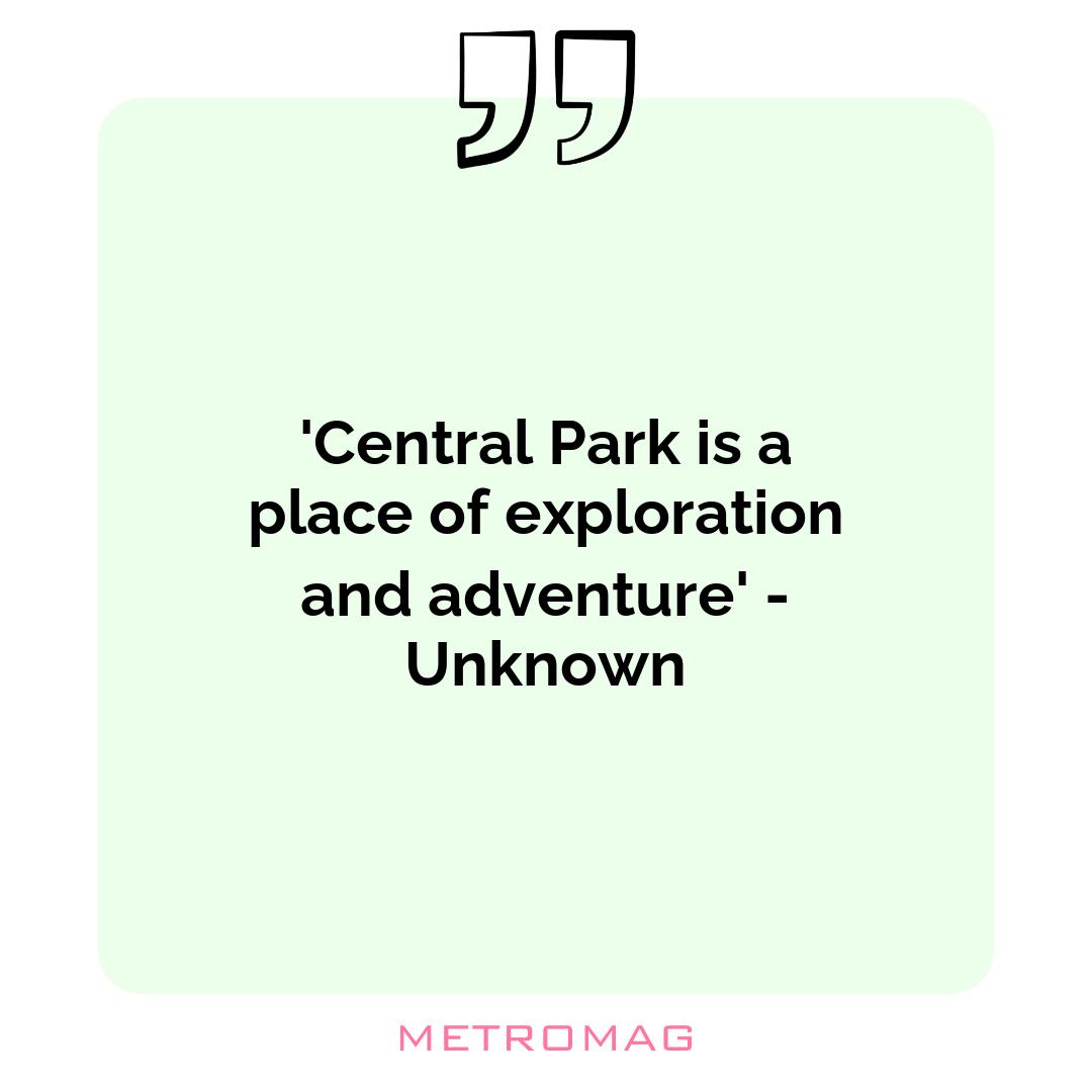 'Central Park is a place of exploration and adventure' - Unknown