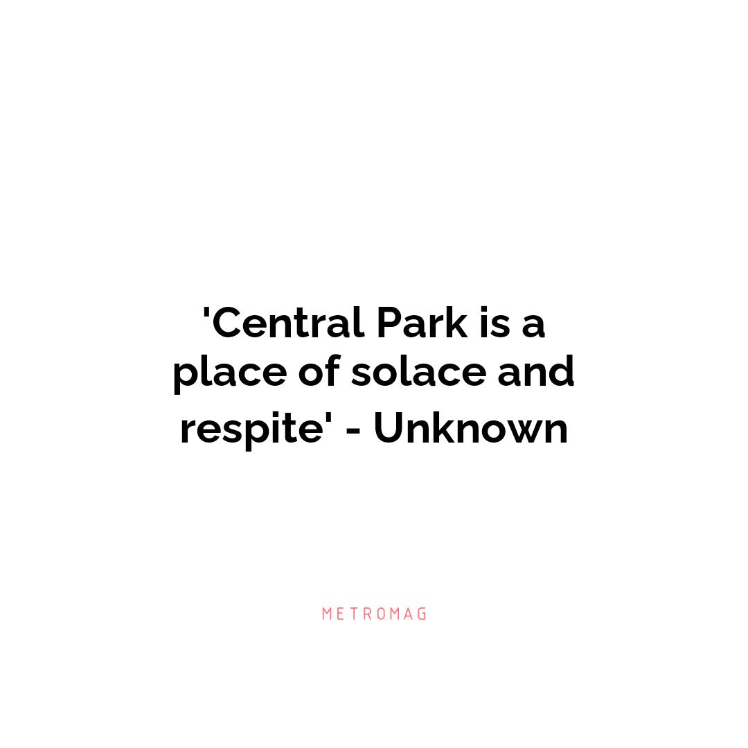 'Central Park is a place of solace and respite' - Unknown