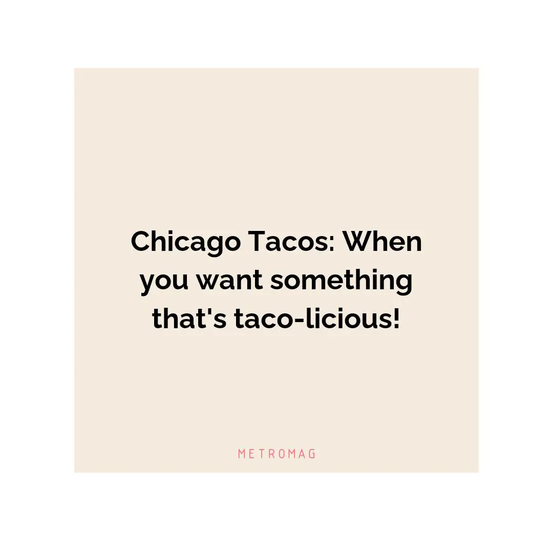 Chicago Tacos: When you want something that's taco-licious!