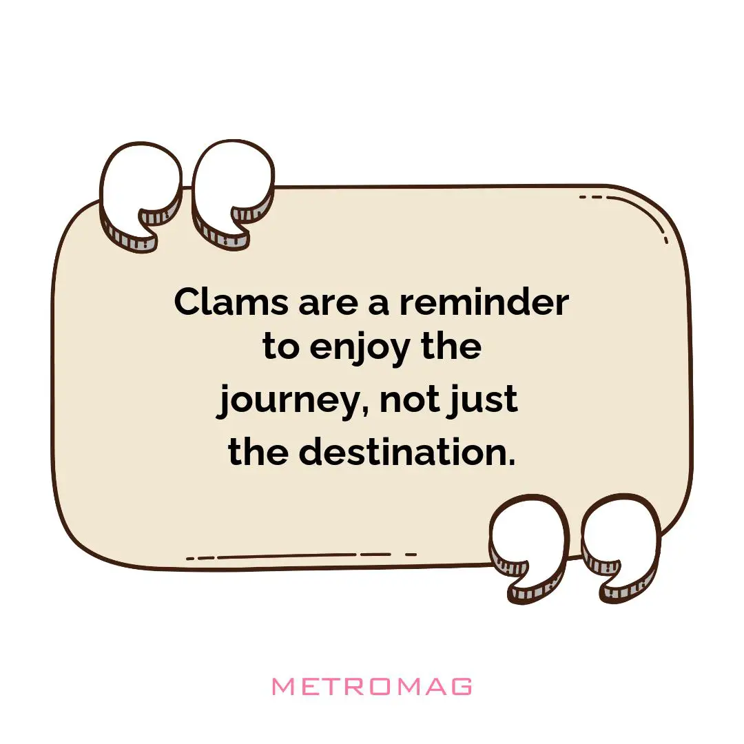 Clams are a reminder to enjoy the journey, not just the destination.