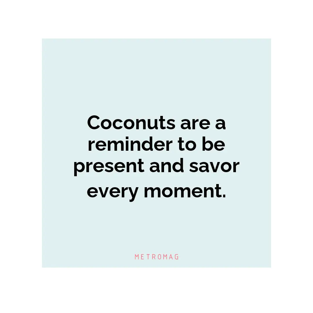 Coconuts are a reminder to be present and savor every moment.