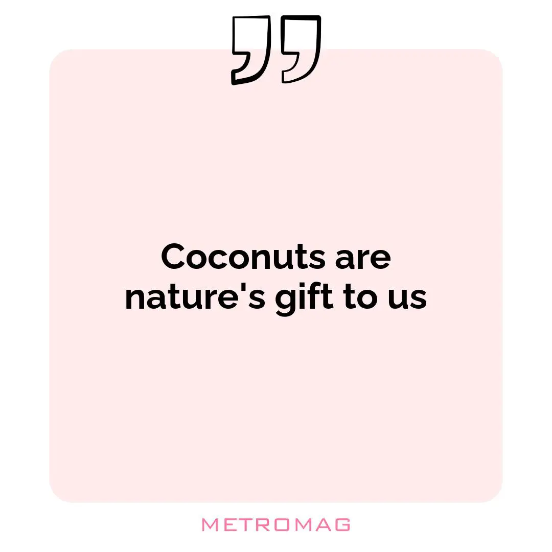 Coconuts are nature's gift to us
