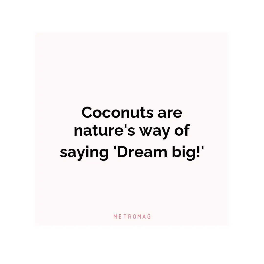 Coconuts are nature's way of saying 'Dream big!'