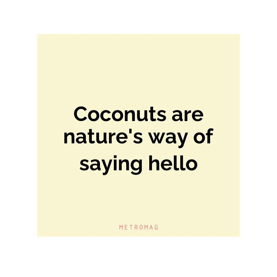Coconuts are nature's way of saying hello
