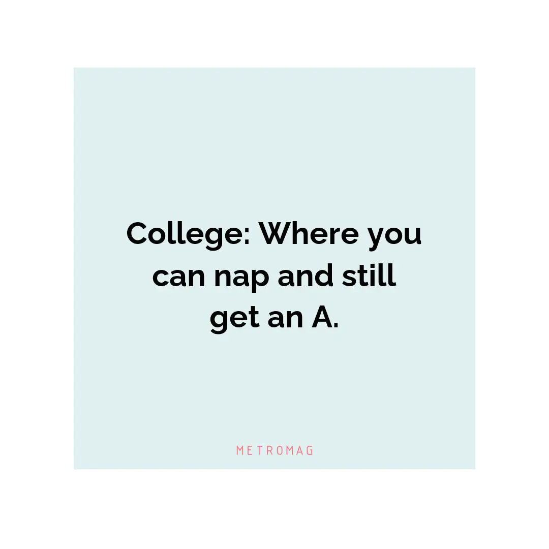 College: Where you can nap and still get an A.