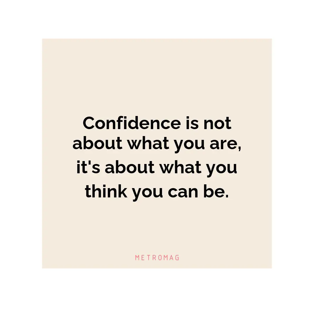 Confidence is not about what you are, it's about what you think you can be.