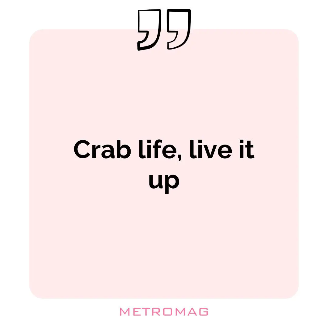 Crab life, live it up