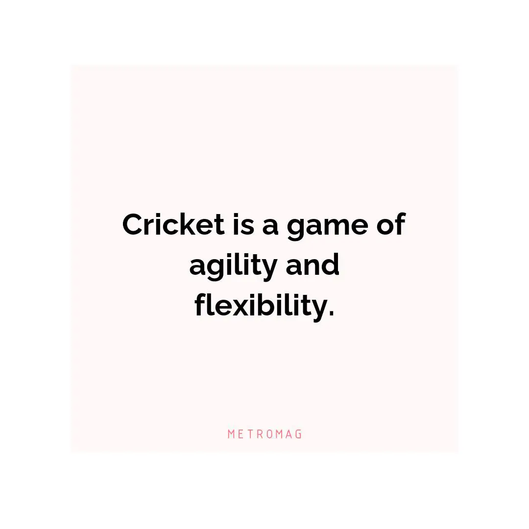 Cricket is a game of agility and flexibility.