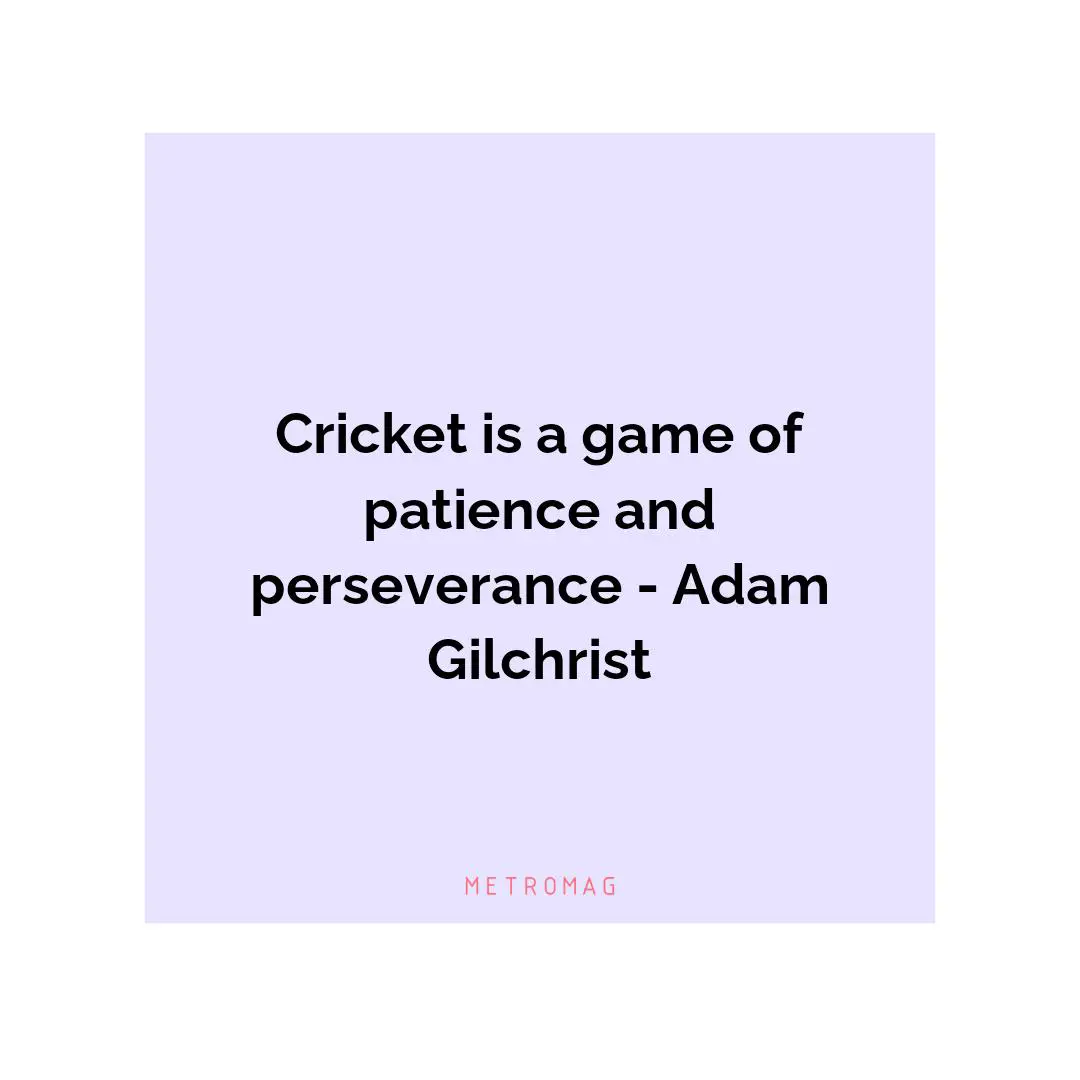 Cricket is a game of patience and perseverance - Adam Gilchrist