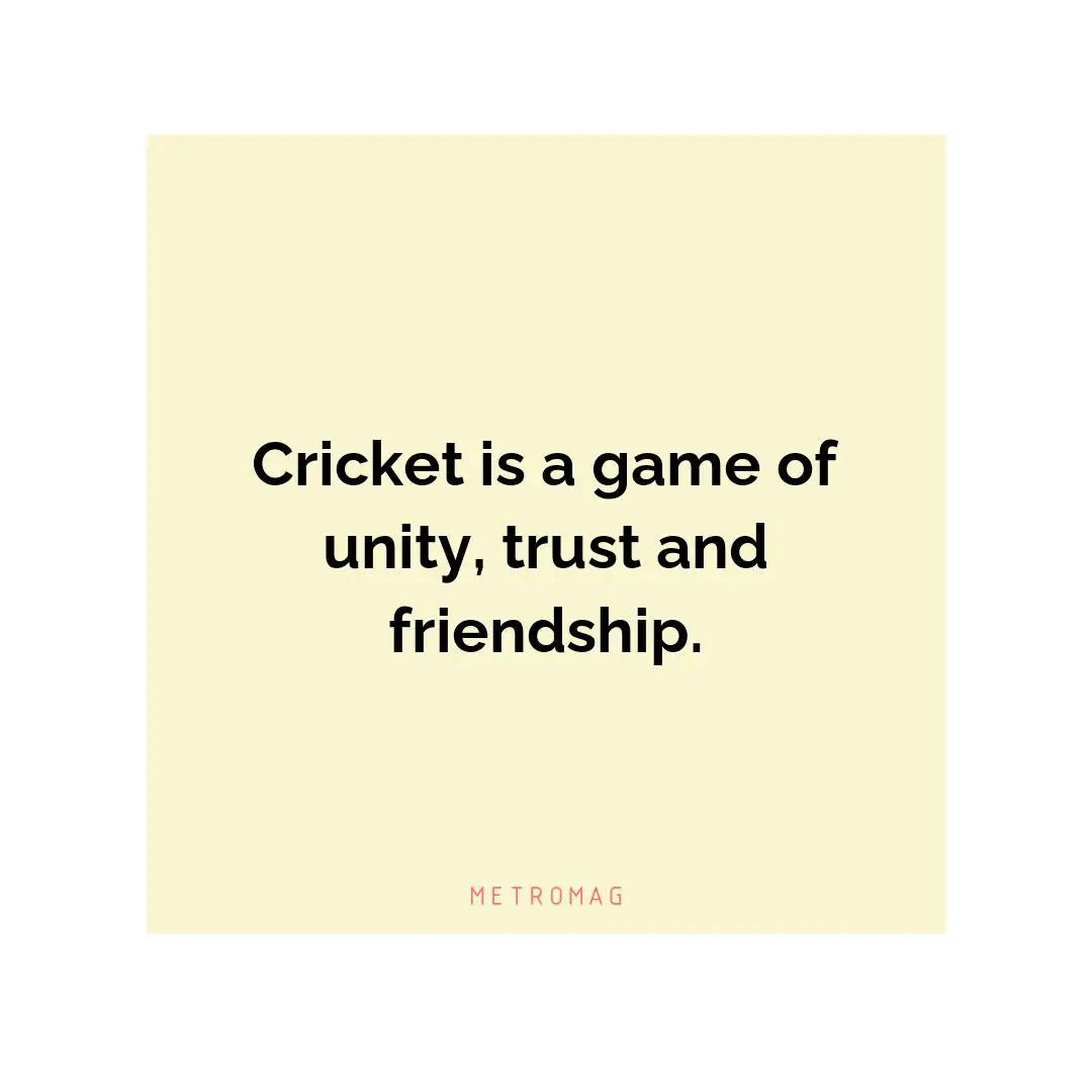 Cricket is a game of unity, trust and friendship.