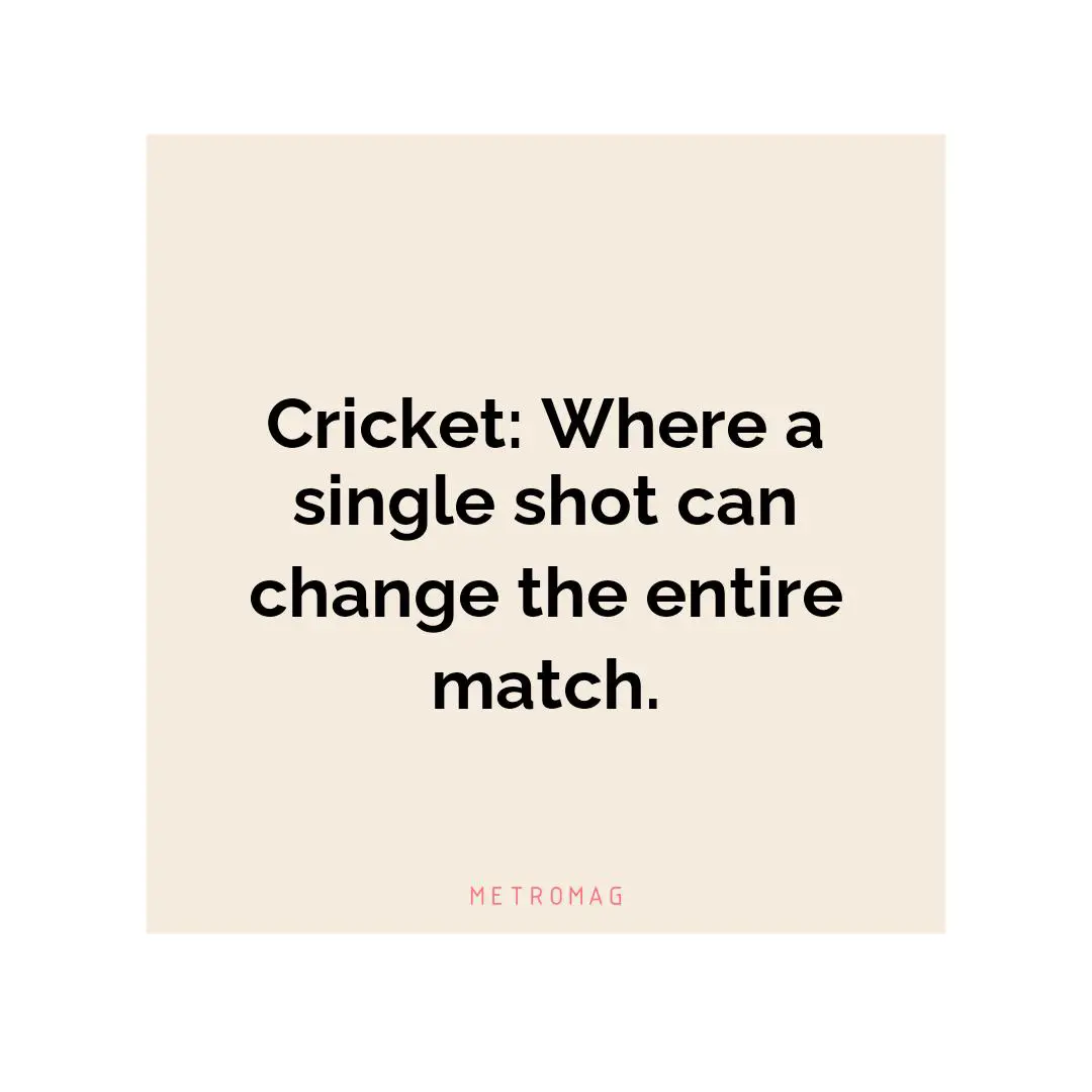 Cricket: Where a single shot can change the entire match.