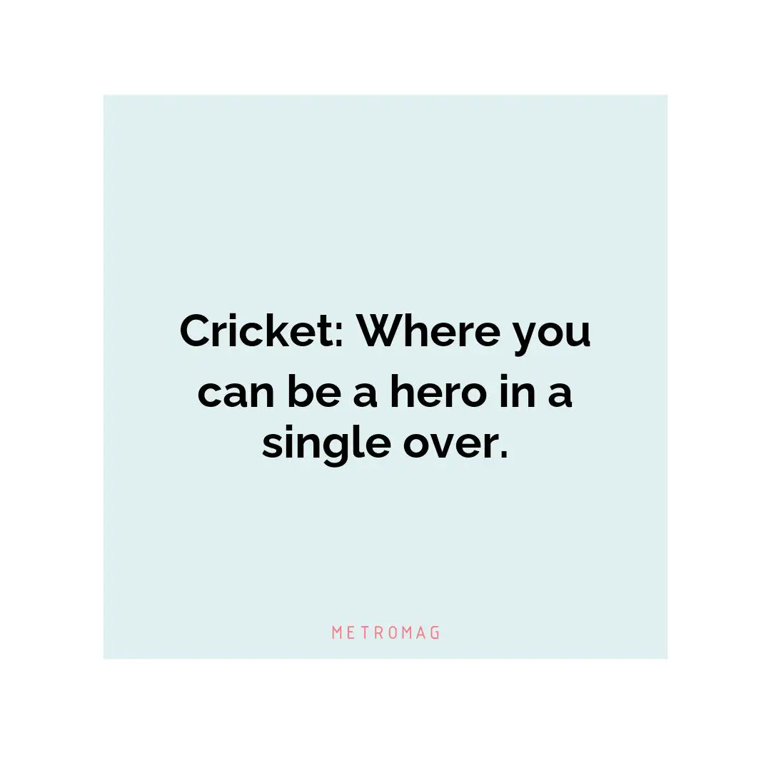 Cricket: Where you can be a hero in a single over.