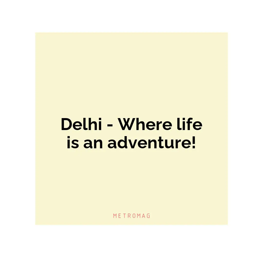 Delhi - Where life is an adventure!