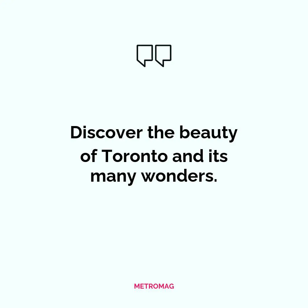 Discover the beauty of Toronto and its many wonders.
