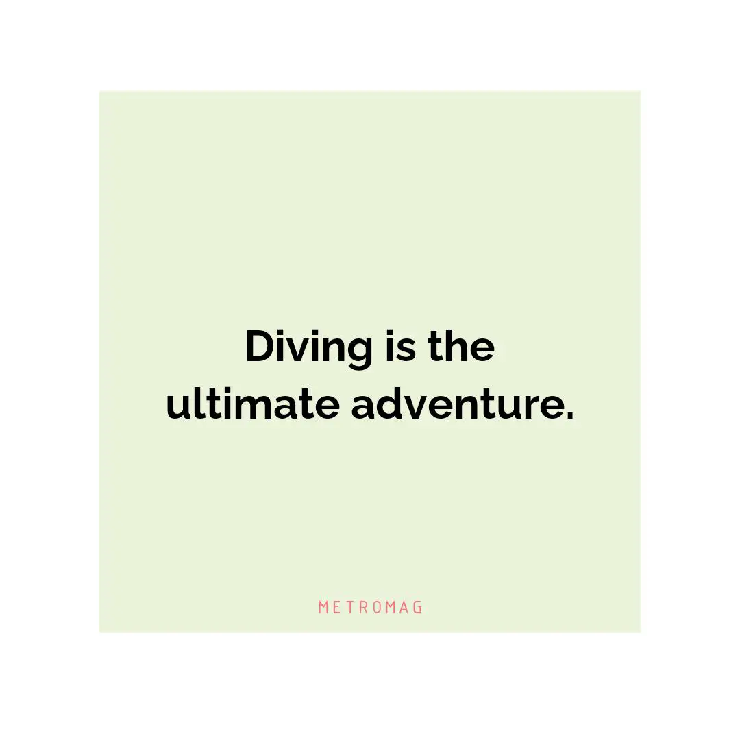 Diving is the ultimate adventure.