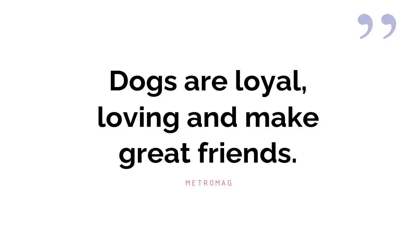 Dogs are loyal, loving and make great friends.