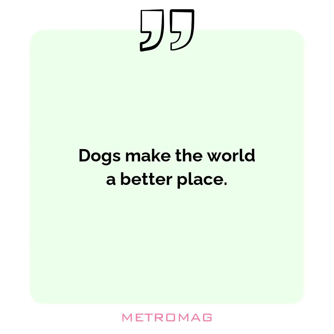 Dogs make the world a better place.
