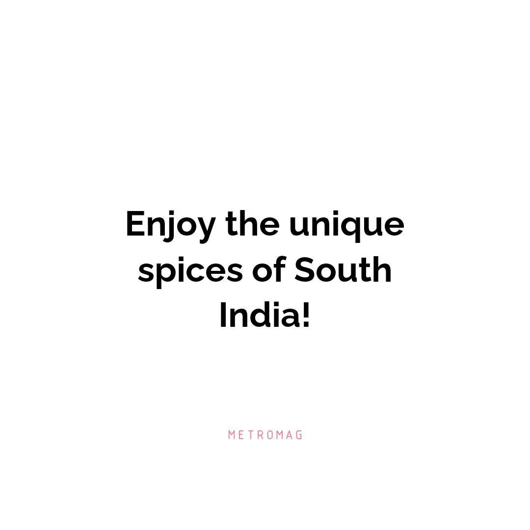 Enjoy the unique spices of South India!