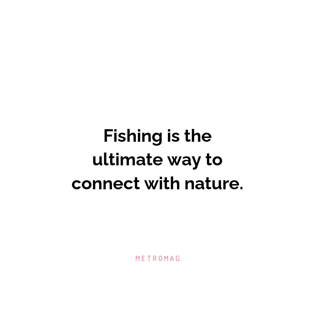 Fishing is the ultimate way to connect with nature.