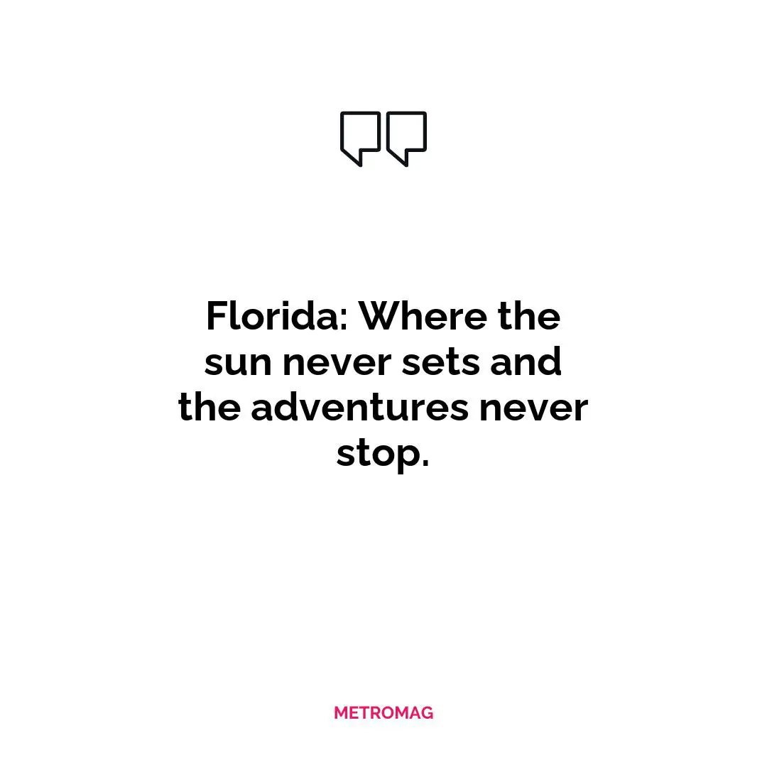Florida: Where the sun never sets and the adventures never stop.