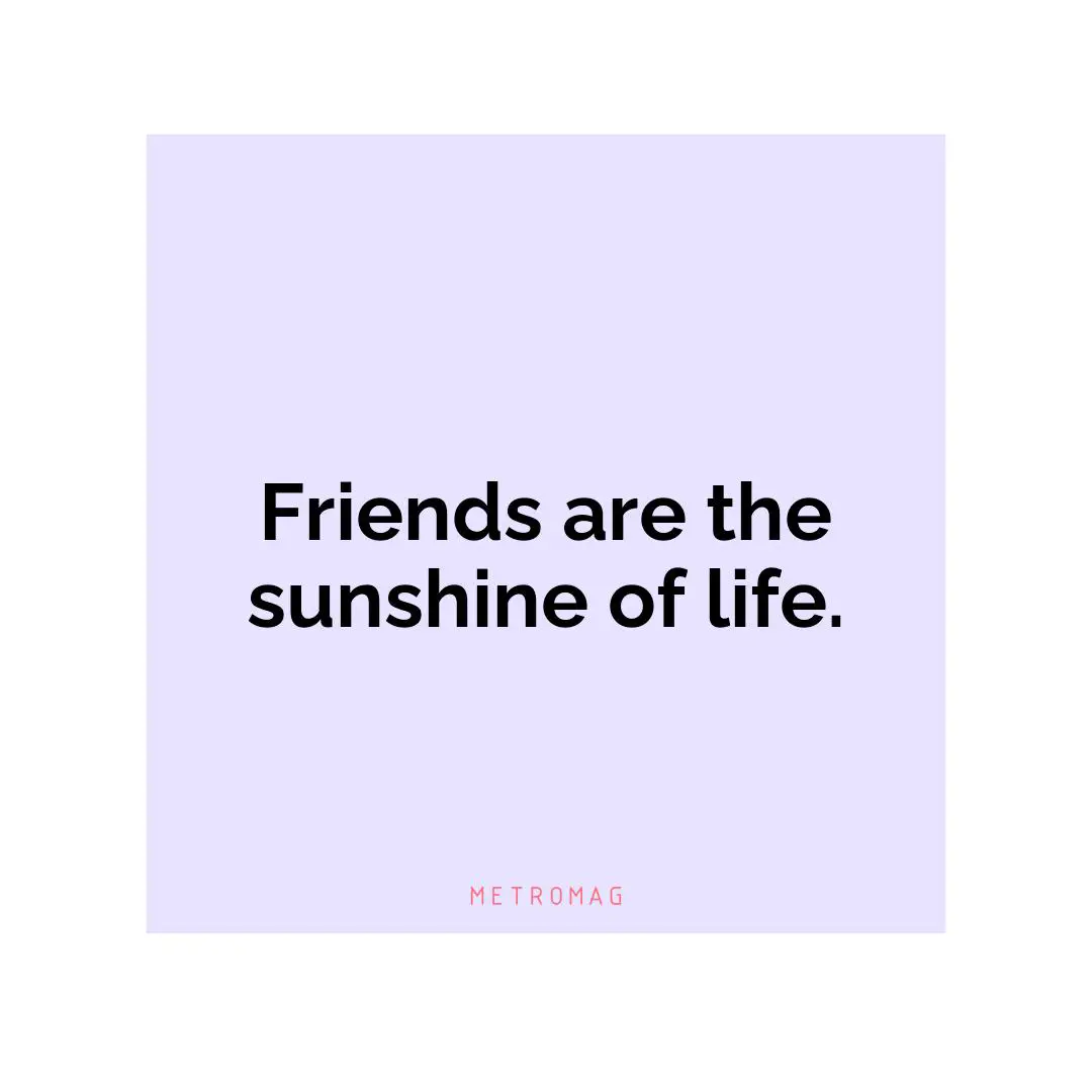 Friends are the sunshine of life.