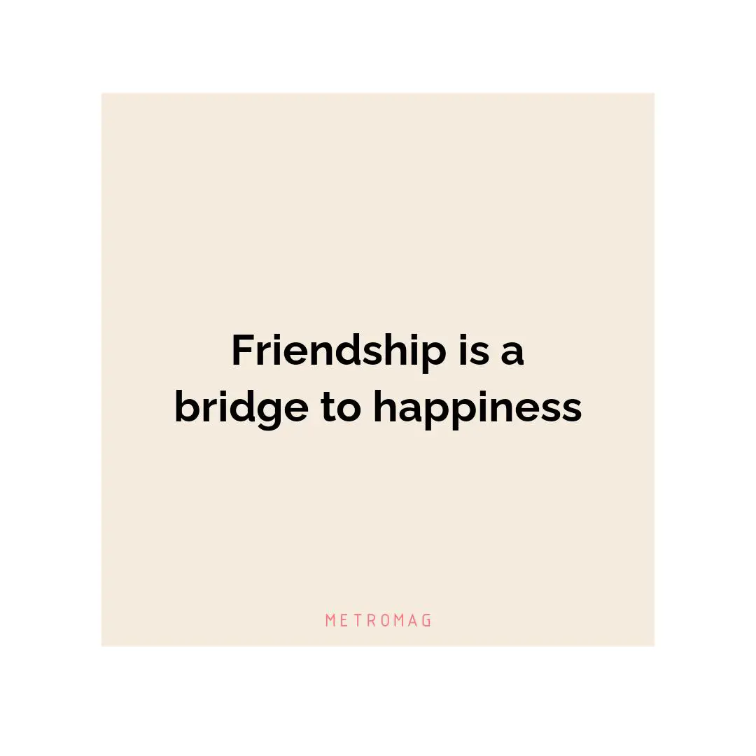 Friendship is a bridge to happiness