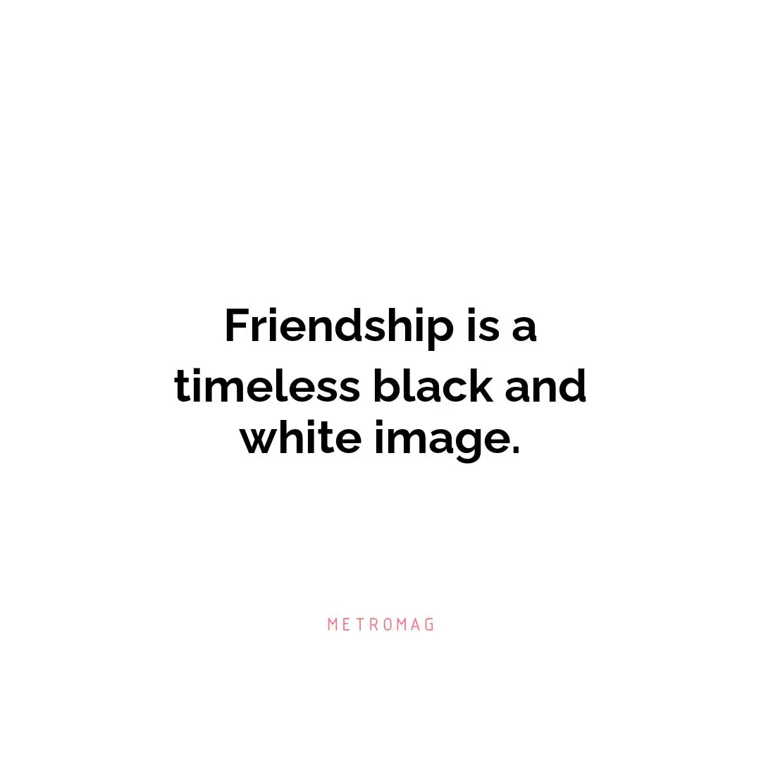 Friendship is a timeless black and white image.