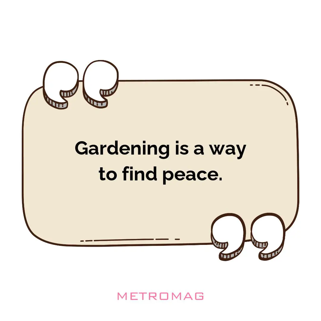 Gardening is a way to find peace.