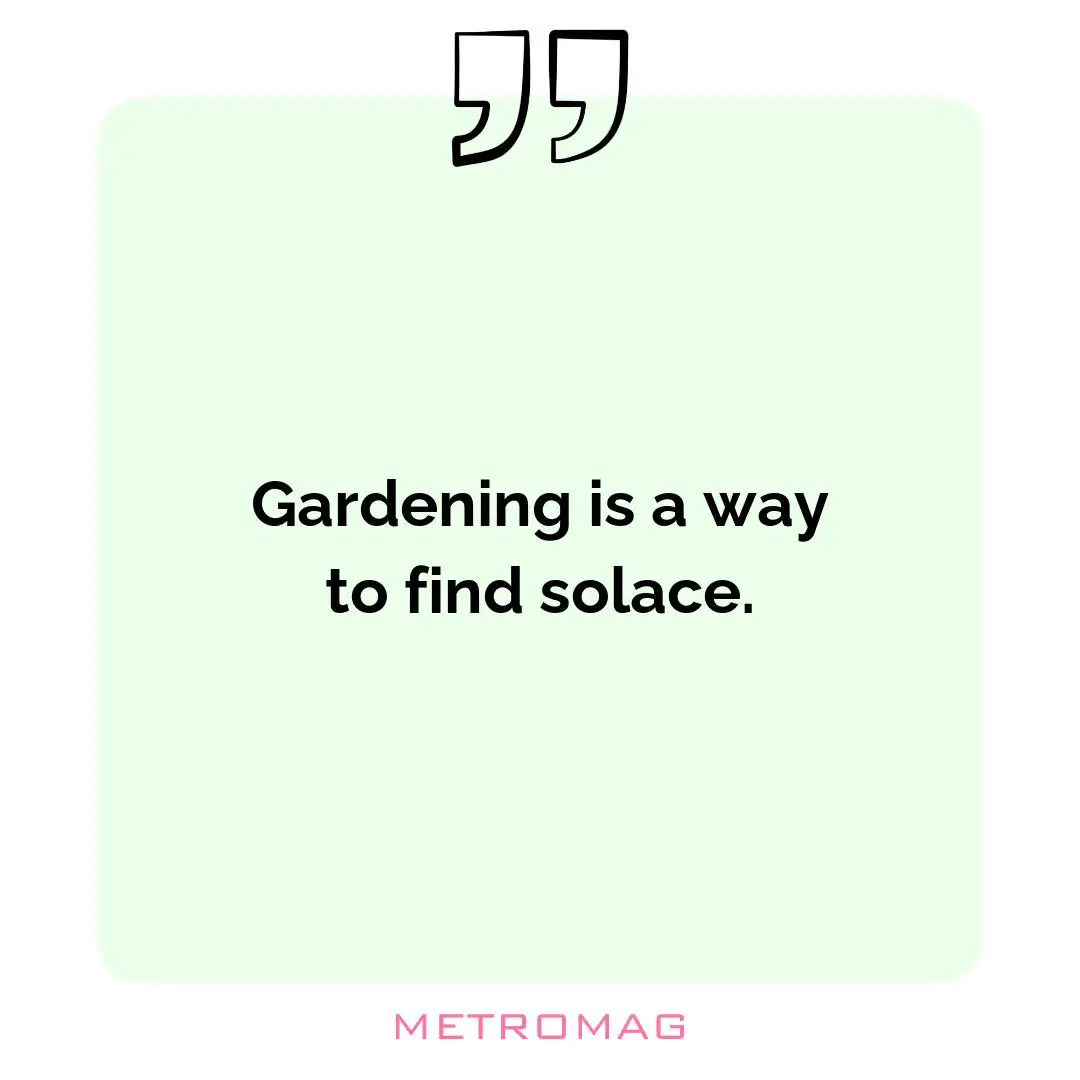 Gardening is a way to find solace.