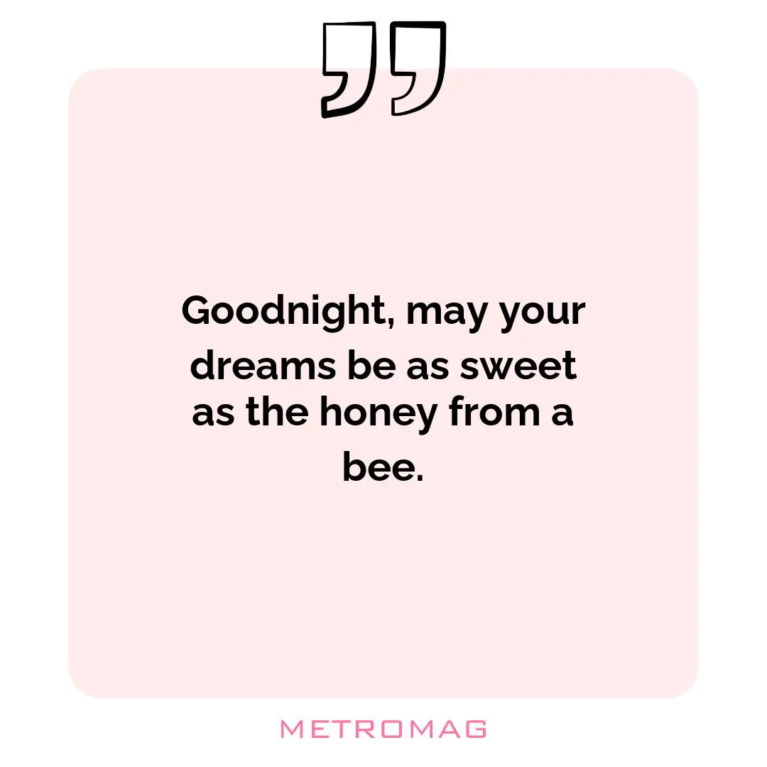 Goodnight, may your dreams be as sweet as the honey from a bee.