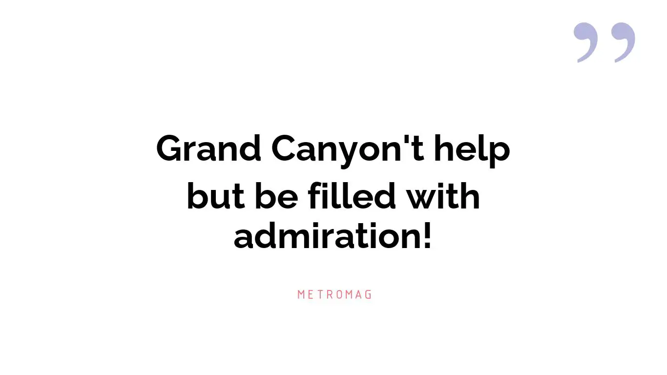 Grand Canyon't help but be filled with admiration!