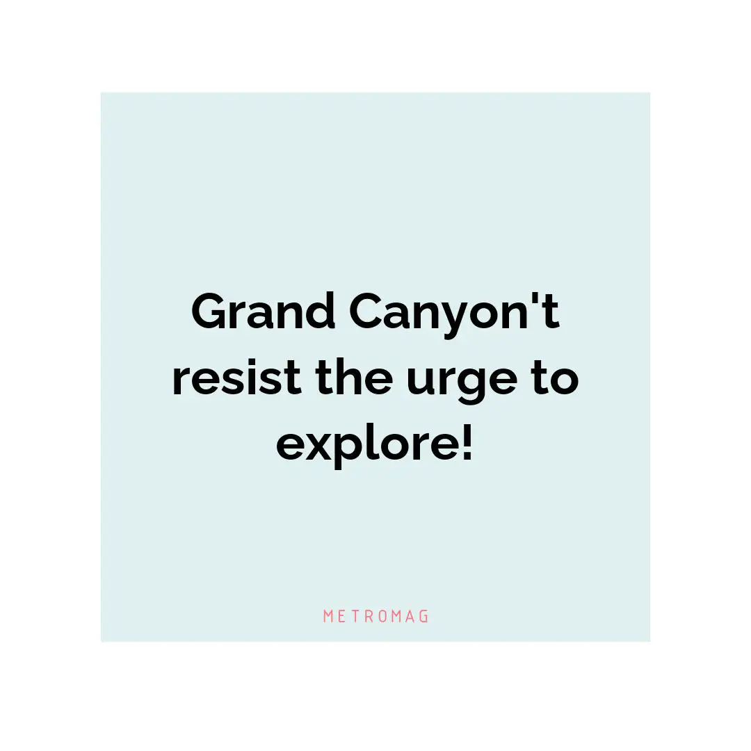 Grand Canyon't resist the urge to explore!