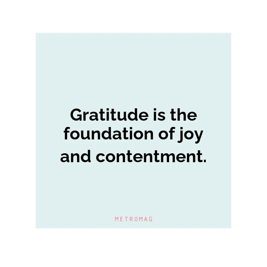 Gratitude is the foundation of joy and contentment.
