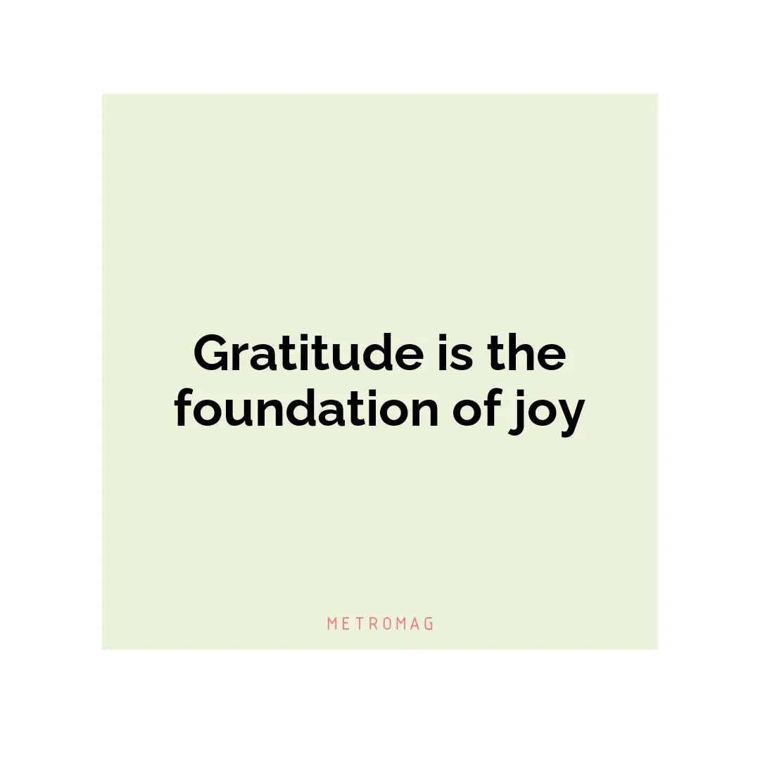 Gratitude is the foundation of joy