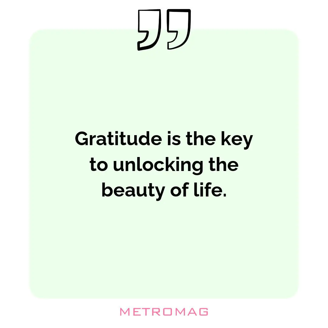 Gratitude is the key to unlocking the beauty of life.