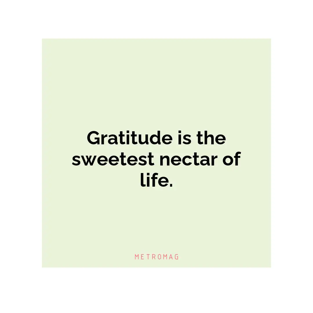Gratitude is the sweetest nectar of life.