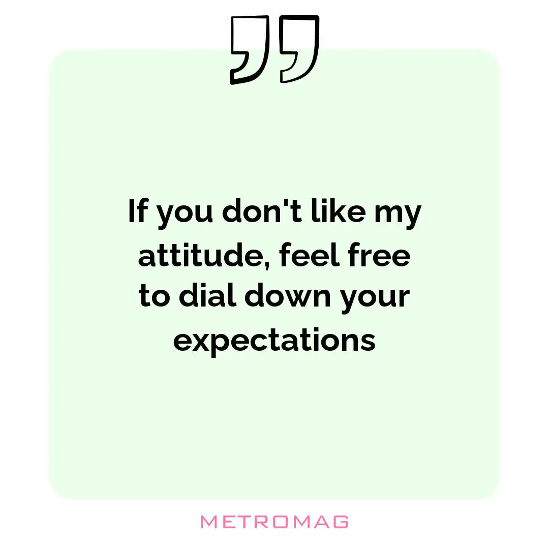 If you don't like my attitude, feel free to dial down your expectations