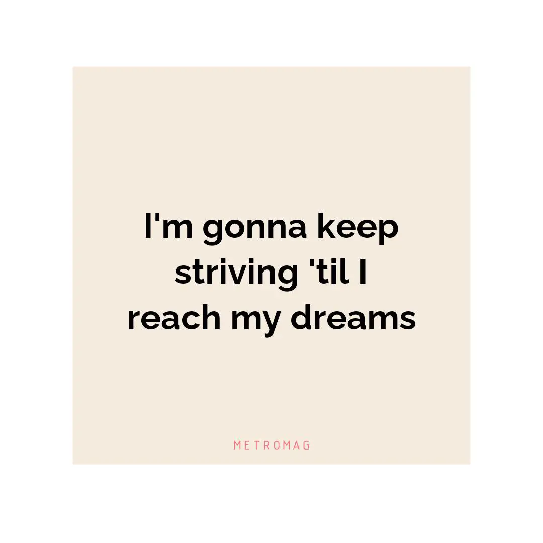 I'm gonna keep striving 'til I reach my dreams