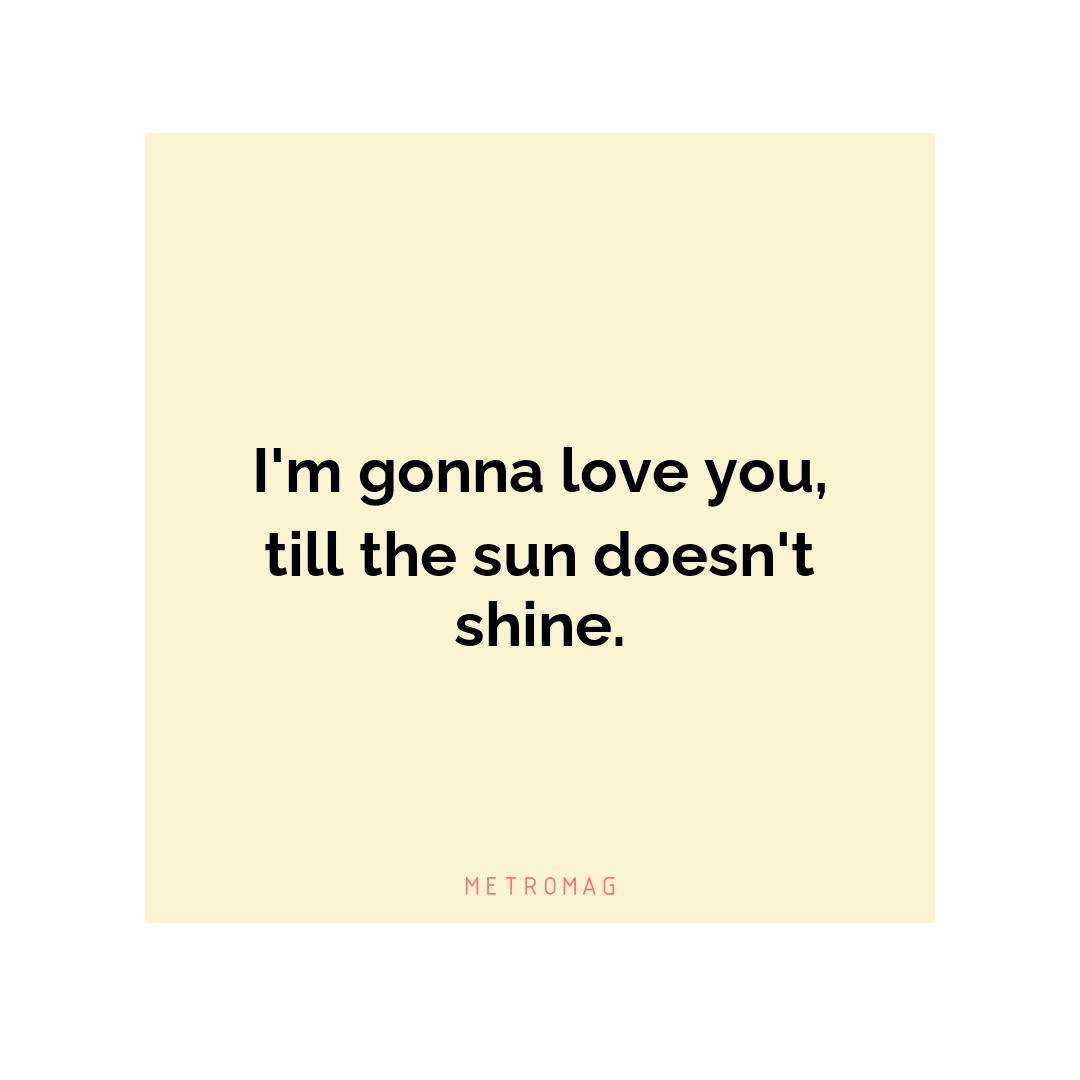 I'm gonna love you, till the sun doesn't shine.