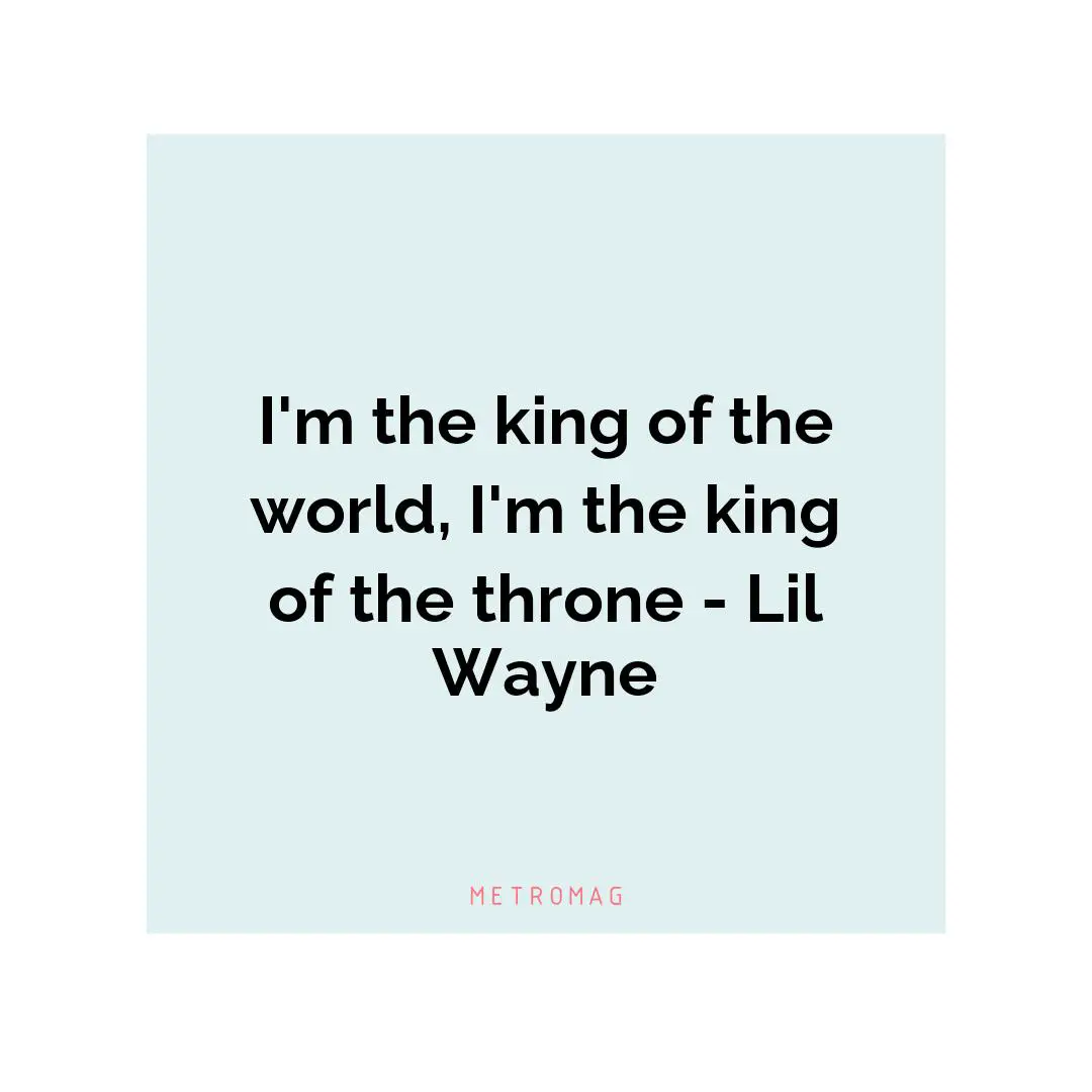 I'm the king of the world, I'm the king of the throne - Lil Wayne