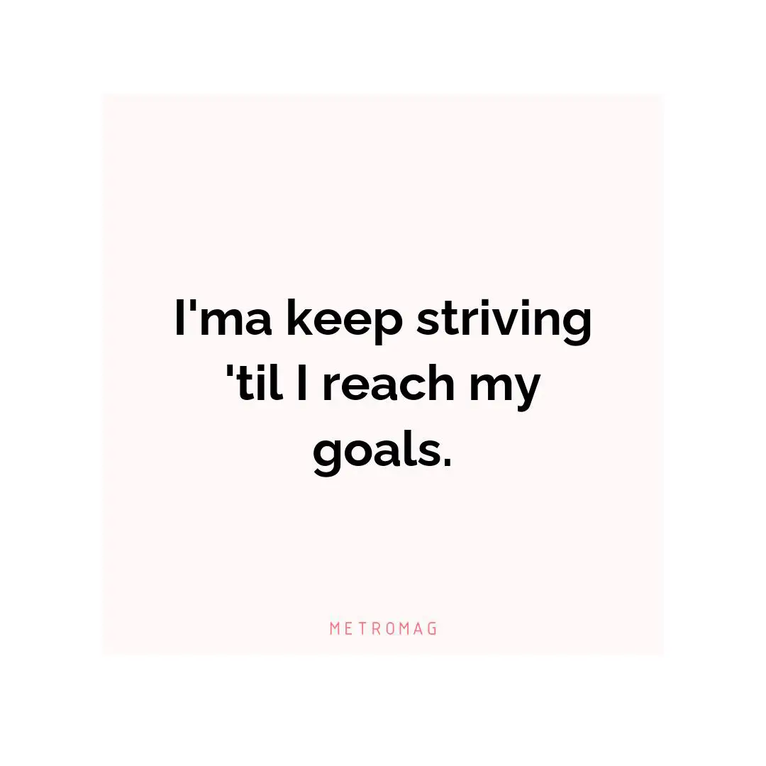 I'ma keep striving 'til I reach my goals.