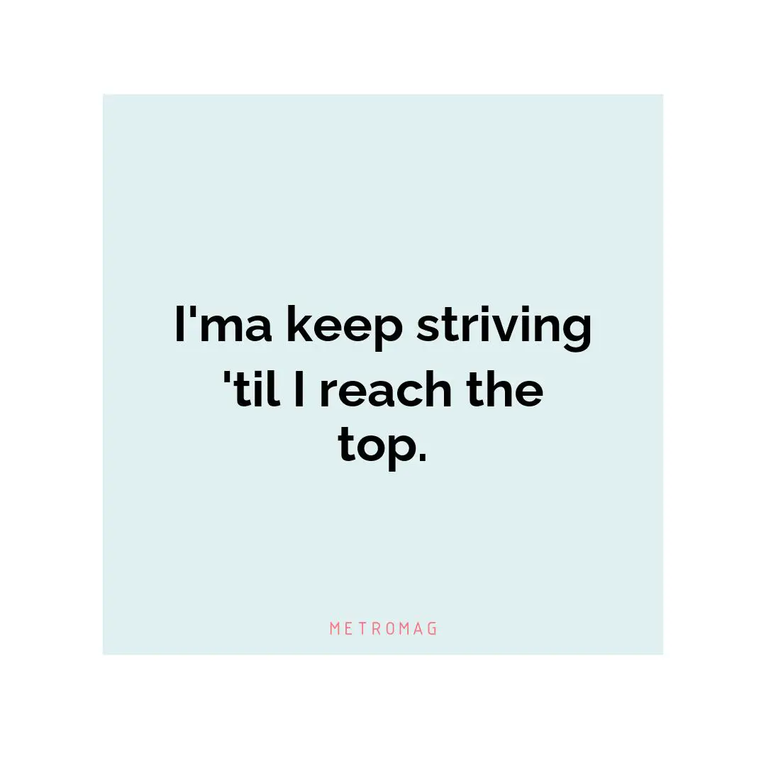I'ma keep striving 'til I reach the top.