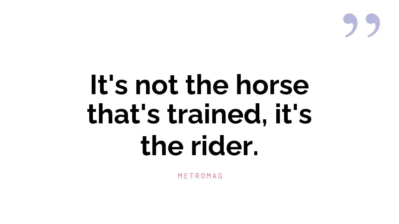 It's not the horse that's trained, it's the rider.